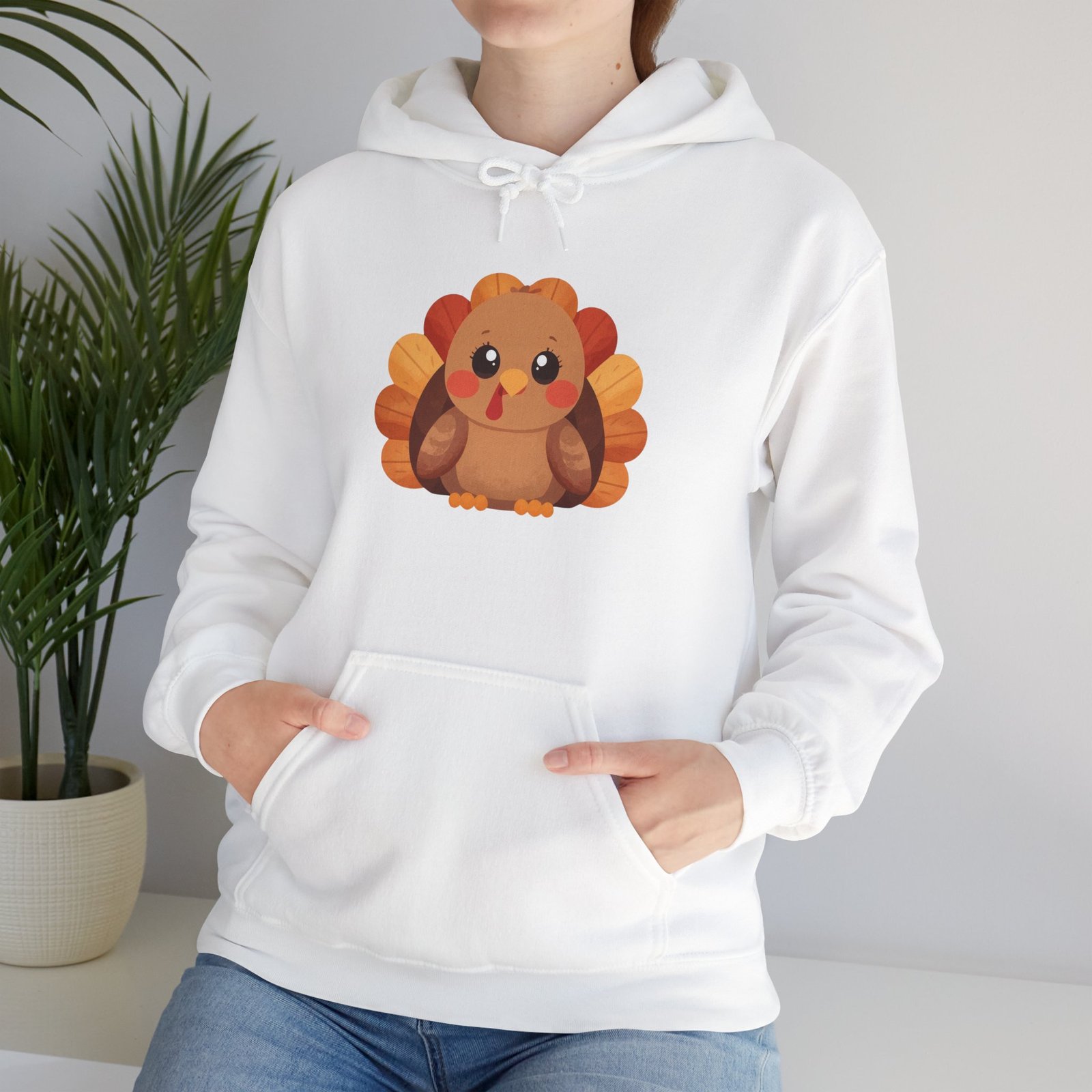 Cute Thanksgiving Turkey Hoodie – Cute Cartoon Turkey Pullover for Kids & Adults