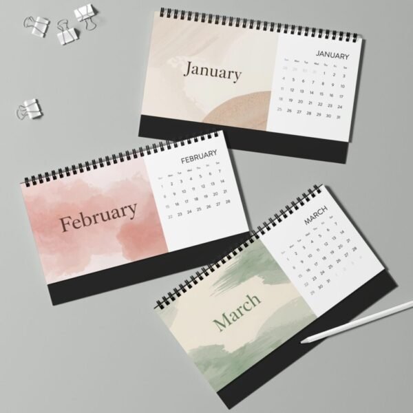 2026 Desktop Calendar — A Soft Reset Year | Minimalist Desk Planner (Grid)