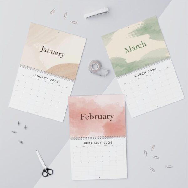 2026 Aesthetic Calendar – Soft Reset Neutral Month Pages | Minimal Abstract Monthly Art | Pinterest-Style Wall Calendar Printable
