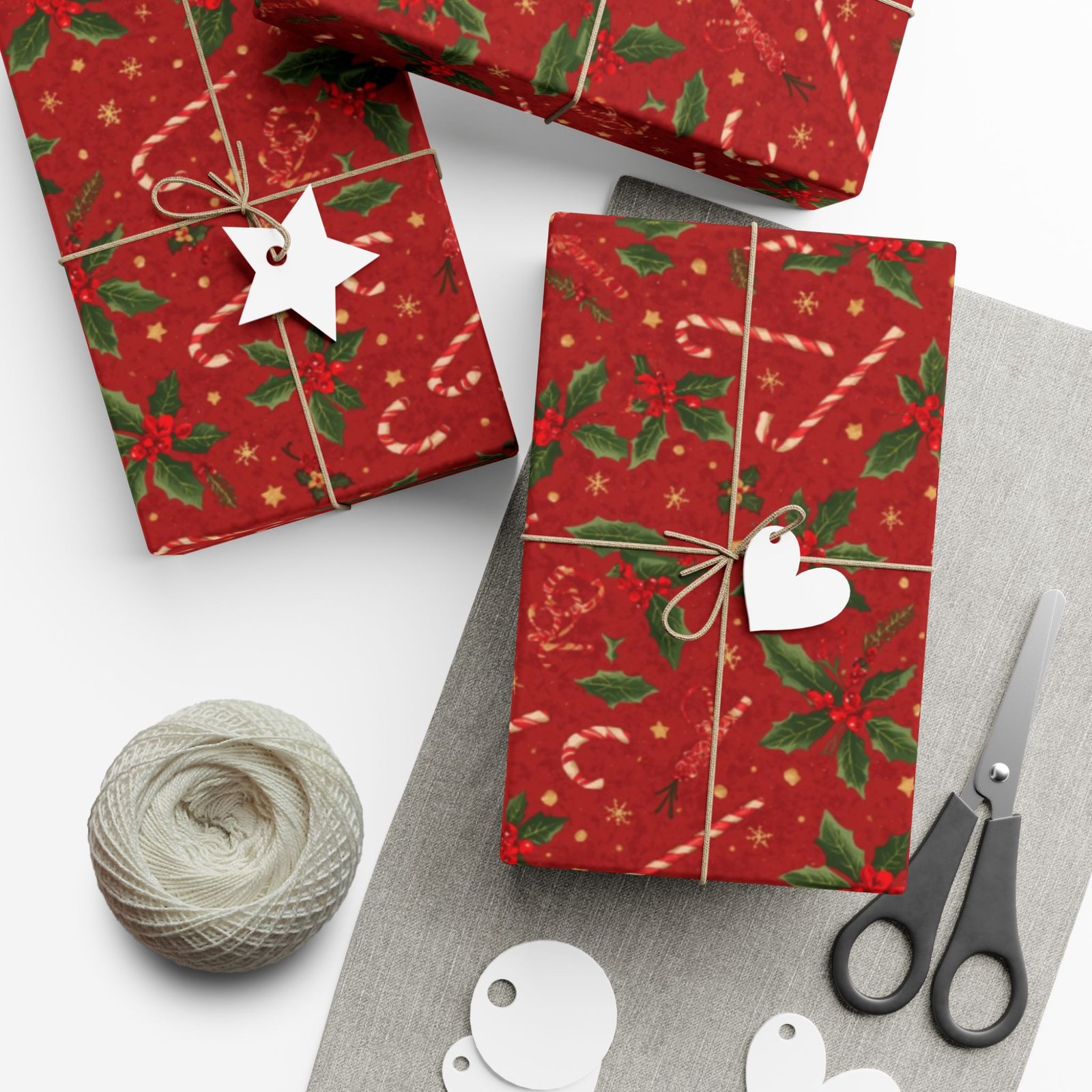Christmas Holly Gift Wrap Paper – Red Holiday Wrapping Rolls