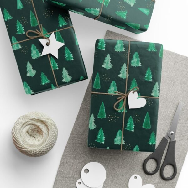 Emerald Feather Holiday Wrapping Paper Roll — Green Feather Pattern Gift Wrap for Christmas & Special Occasions