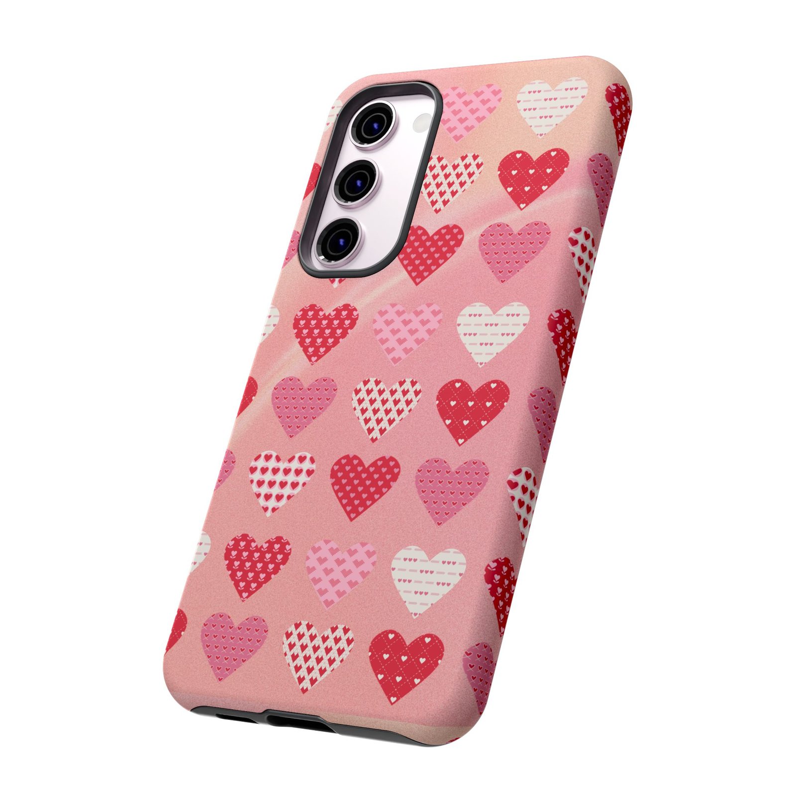 Pink Patterned Hearts phone case | Valentine Heart Phone Case - Image 98