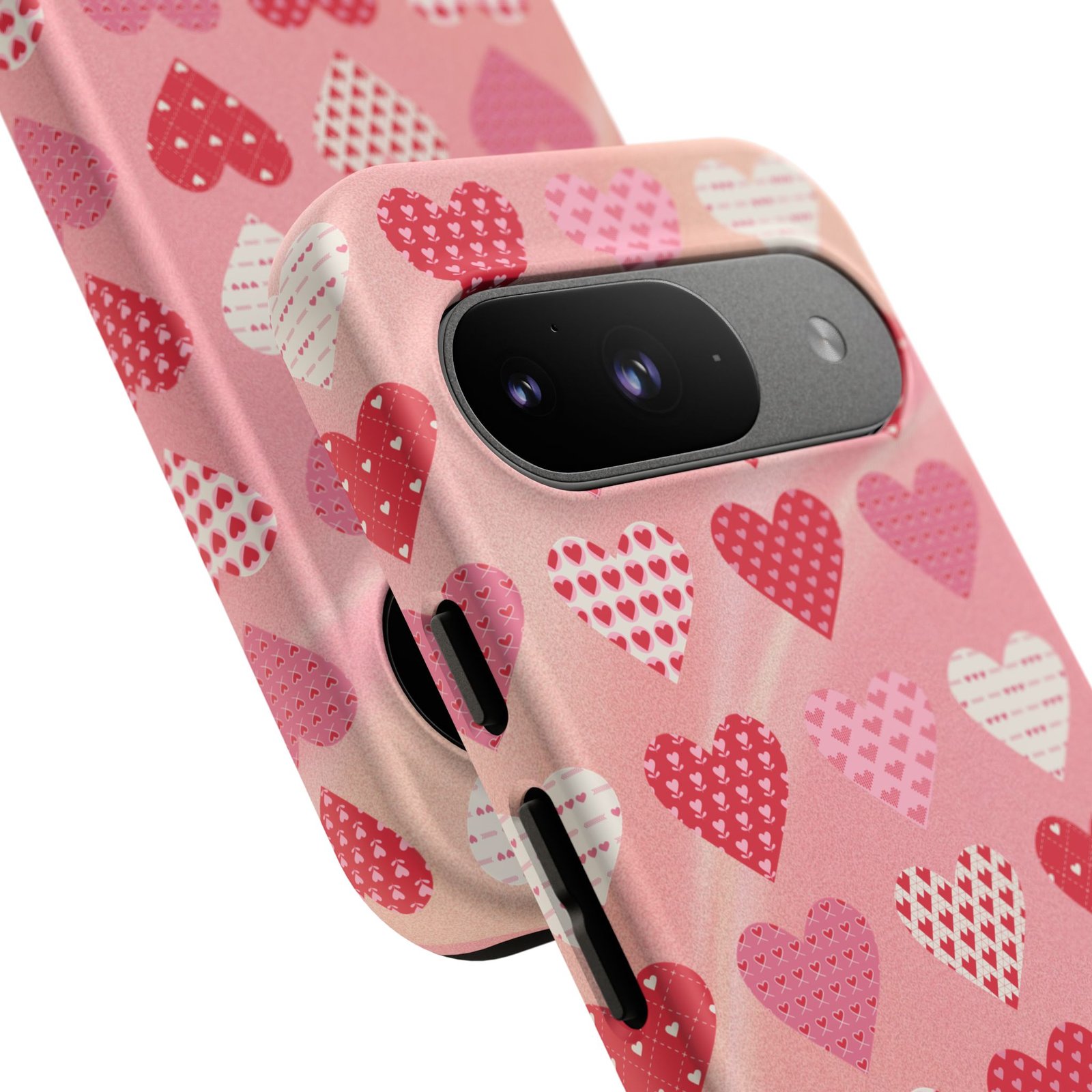 Pink Patterned Hearts phone case | Valentine Heart Phone Case - Image 225