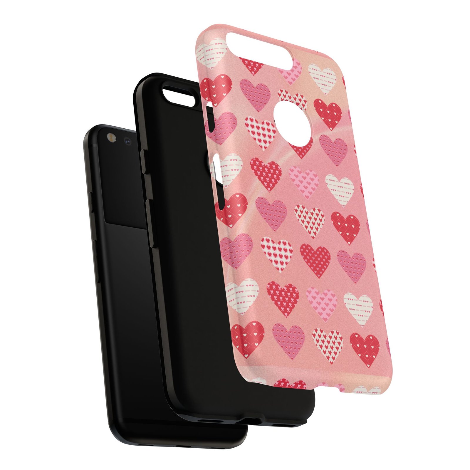 Pink Patterned Hearts phone case | Valentine Heart Phone Case - Image 244
