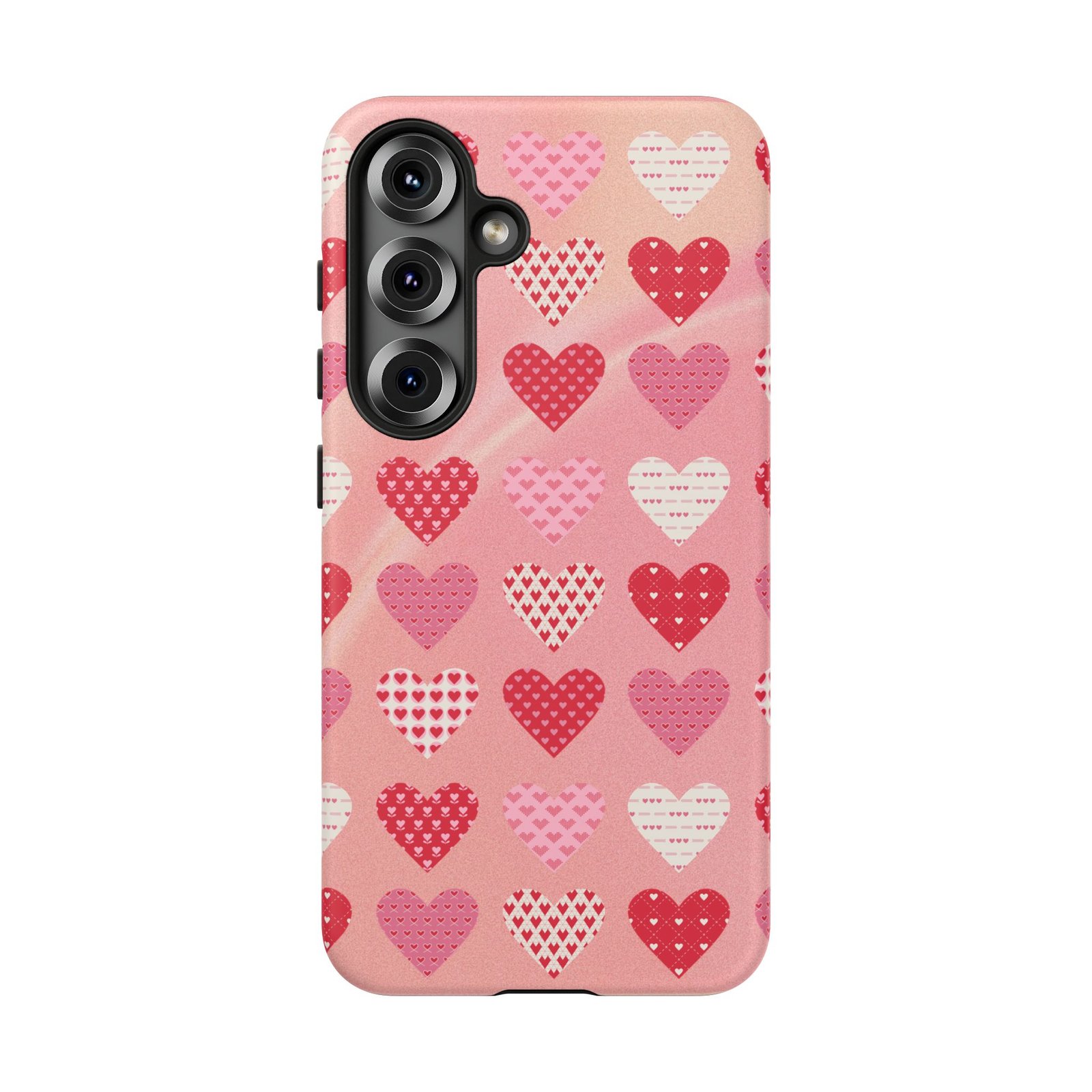 Pink Patterned Hearts phone case | Valentine Heart Phone Case - Image 249