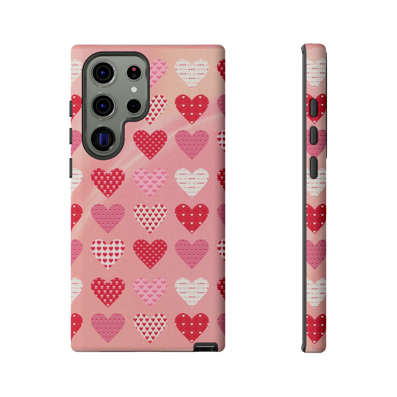 Pink Patterned Hearts phone case | Valentine Heart Phone Case - Image 105