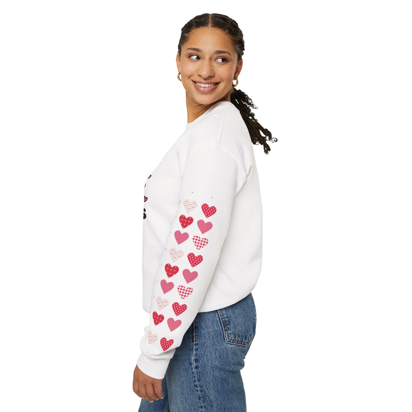 Cute Strong Heart Crewneck Sweatshirt — Kawaii Flexing Heart Graphic - Image 6