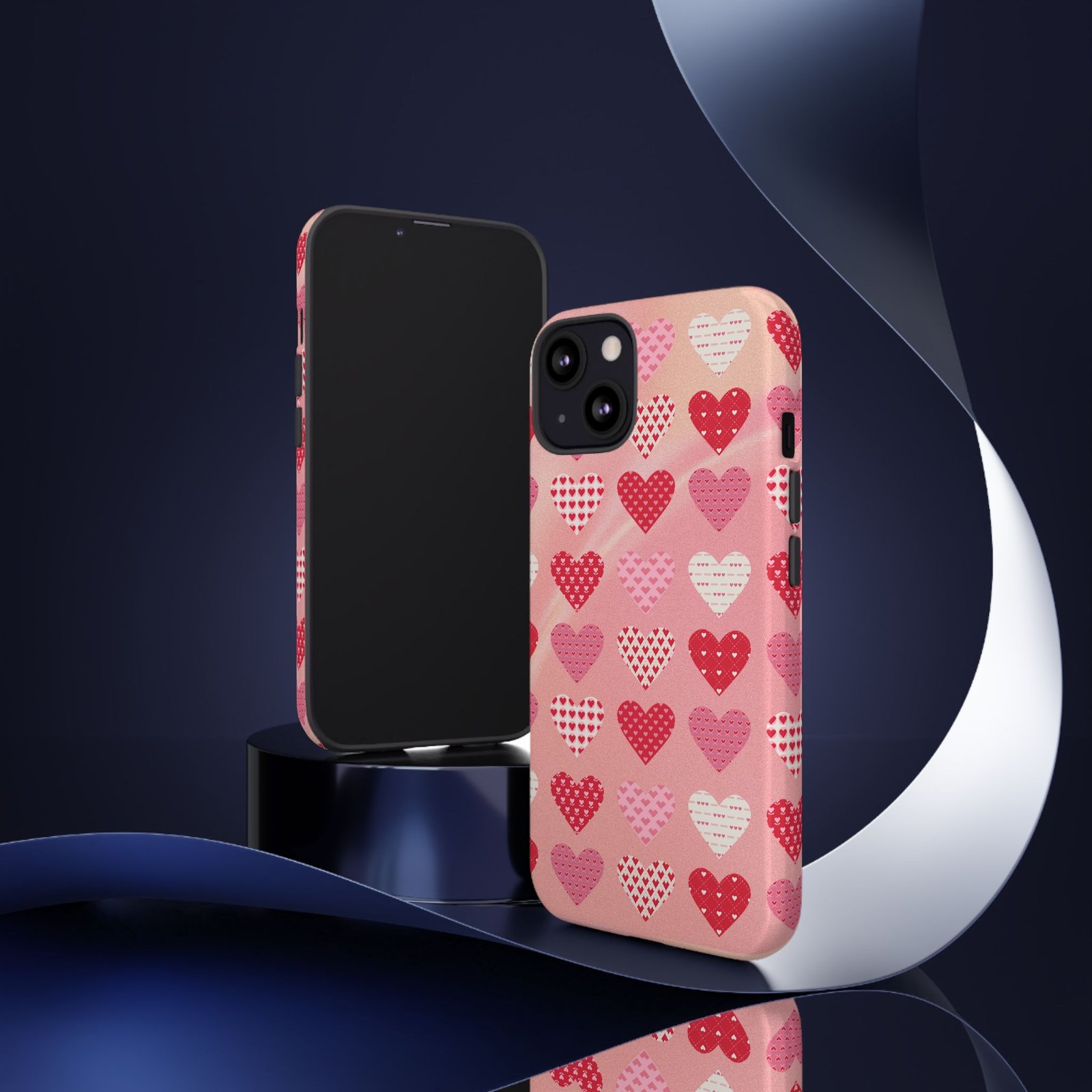 Pink Patterned Hearts phone case | Valentine Heart Phone Case - Image 10