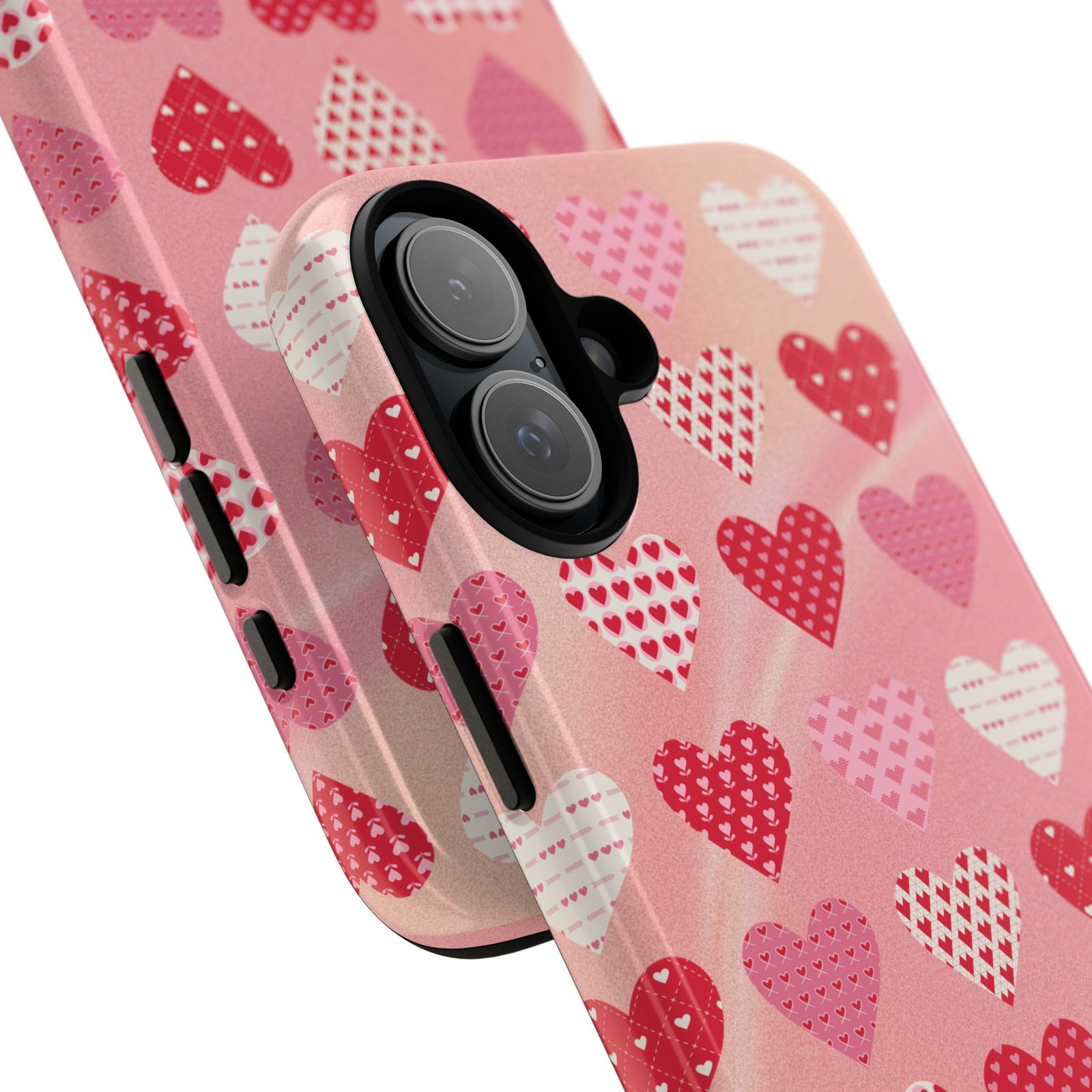 Pink Patterned Hearts phone case | Valentine Heart Phone Case - Image 198