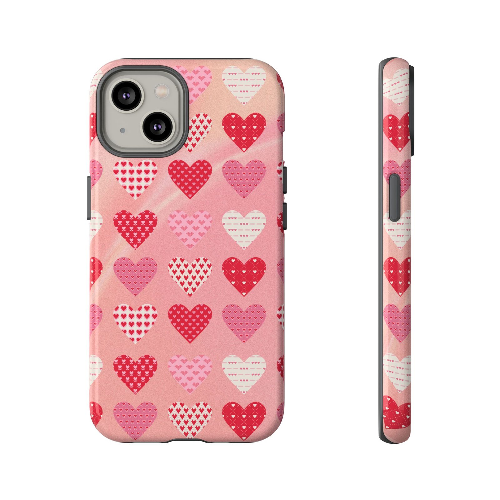 Pink Patterned Hearts phone case | Valentine Heart Phone Case - Image 53