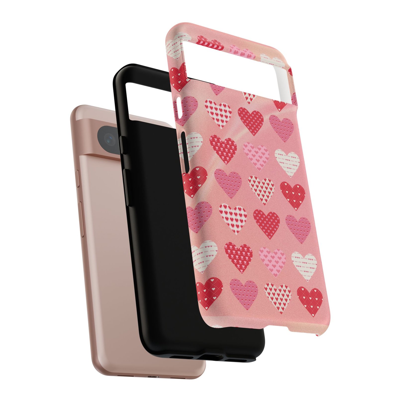 Pink Patterned Hearts phone case | Valentine Heart Phone Case - Image 188