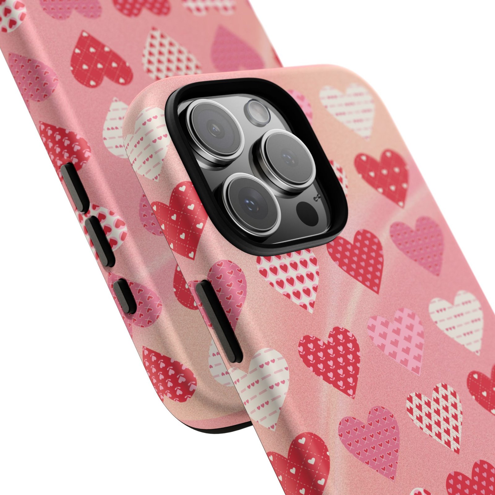 Pink Patterned Hearts phone case | Valentine Heart Phone Case - Image 218