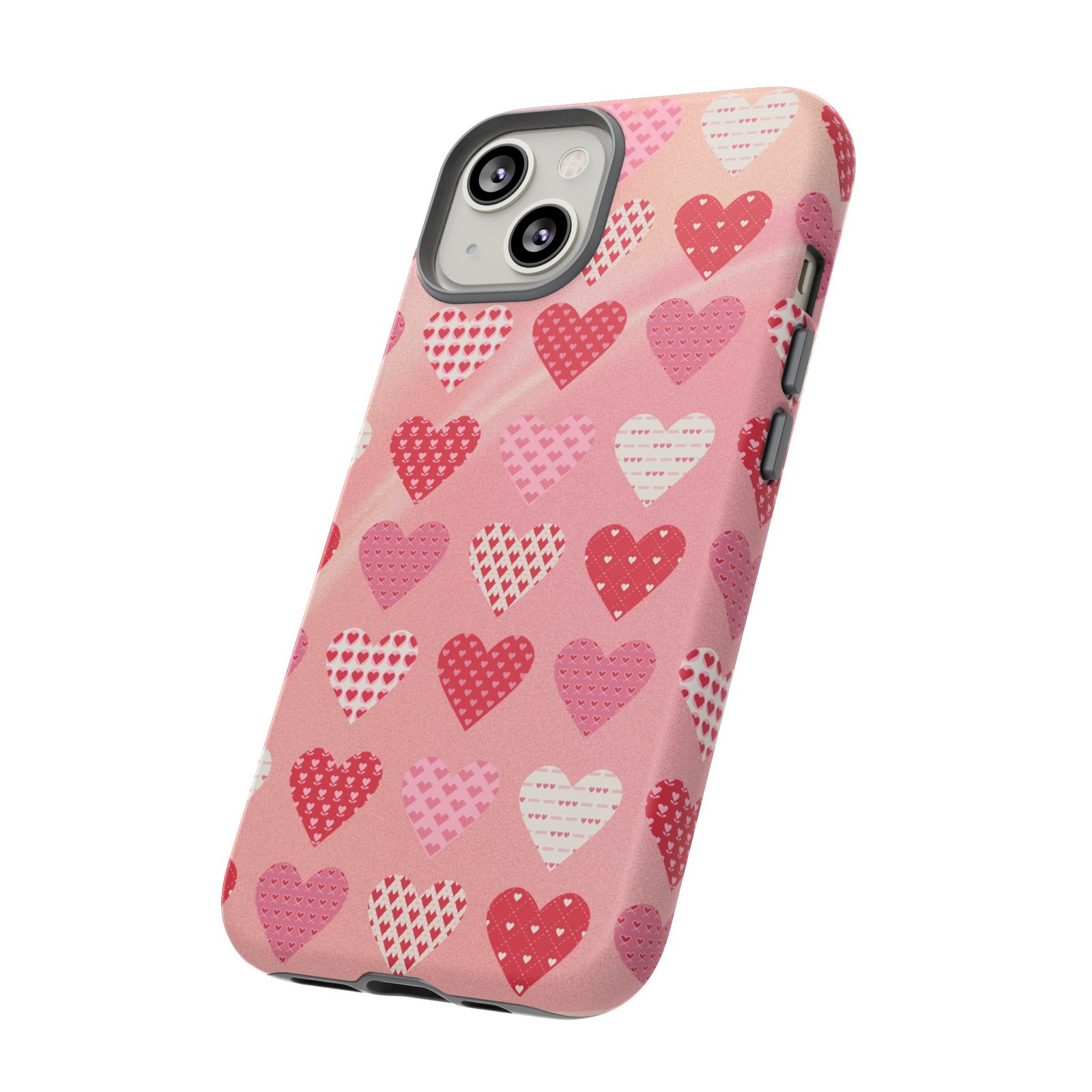 Pink Patterned Hearts phone case | Valentine Heart Phone Case - Image 58
