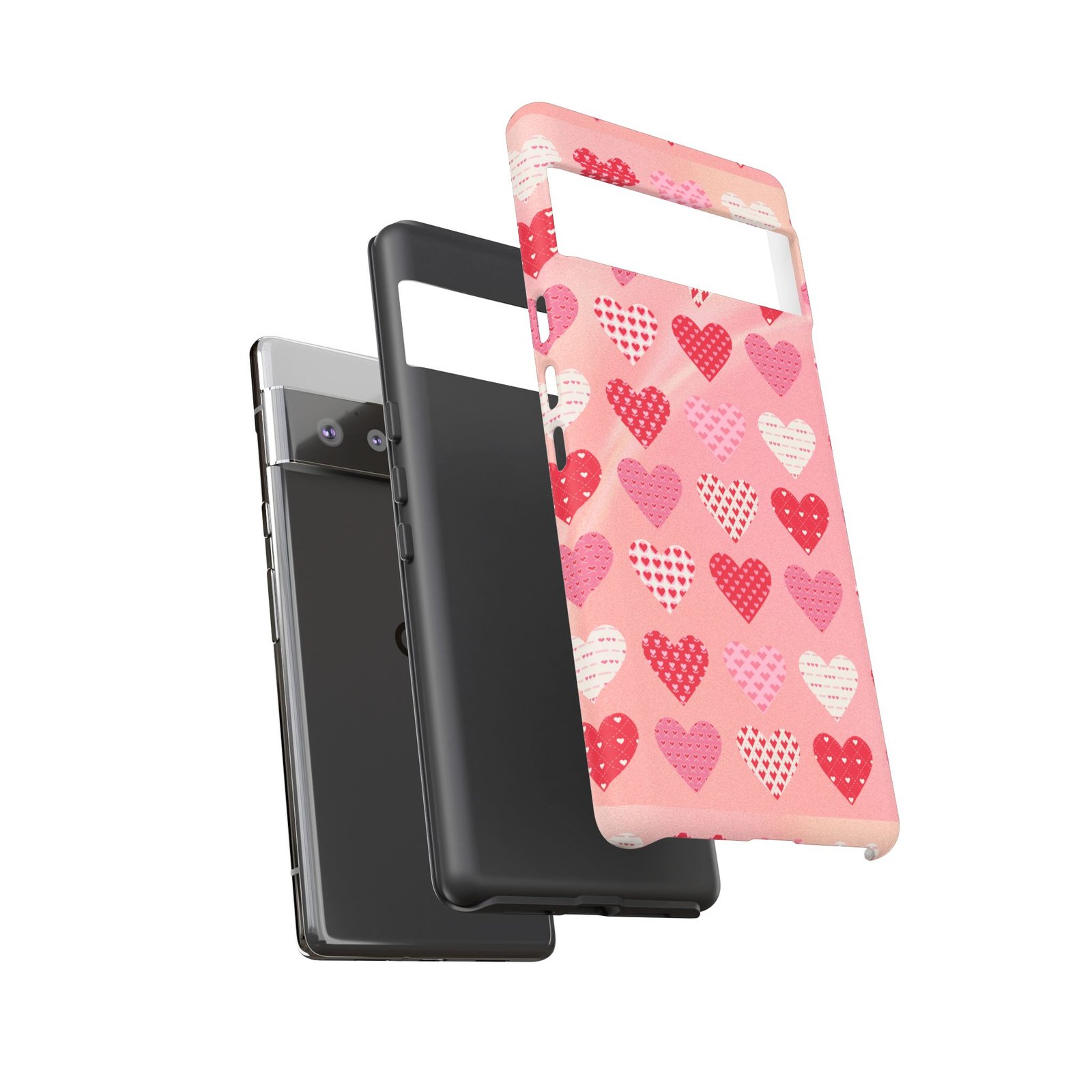 Pink Patterned Hearts phone case | Valentine Heart Phone Case - Image 123