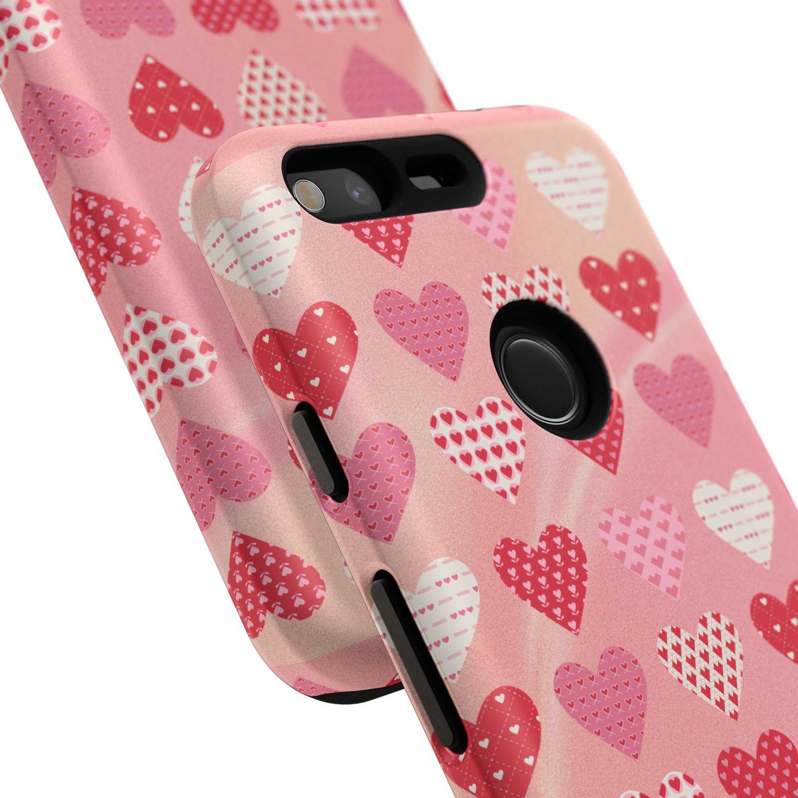 Pink Patterned Hearts phone case | Valentine Heart Phone Case - Image 243