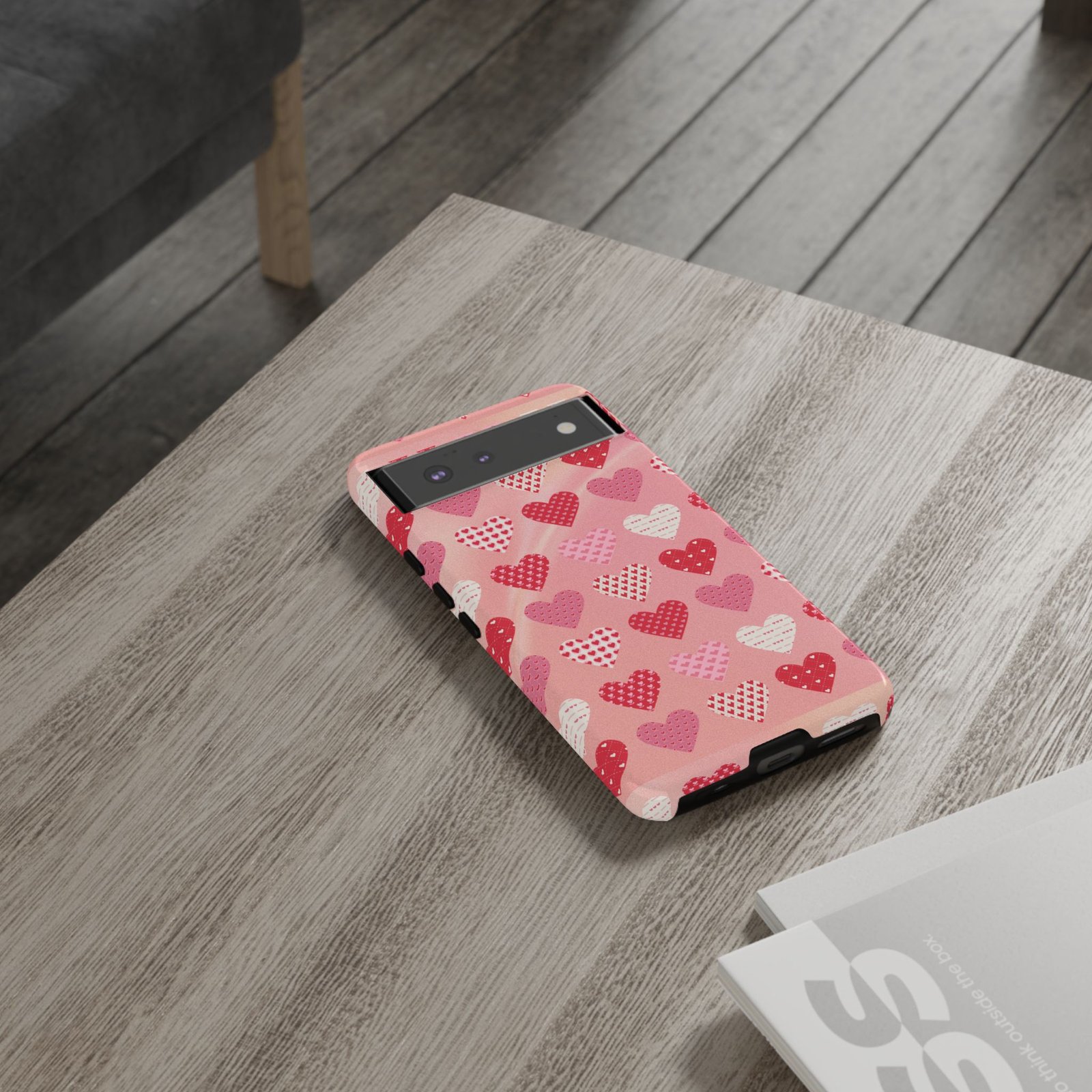 Pink Patterned Hearts phone case | Valentine Heart Phone Case - Image 38