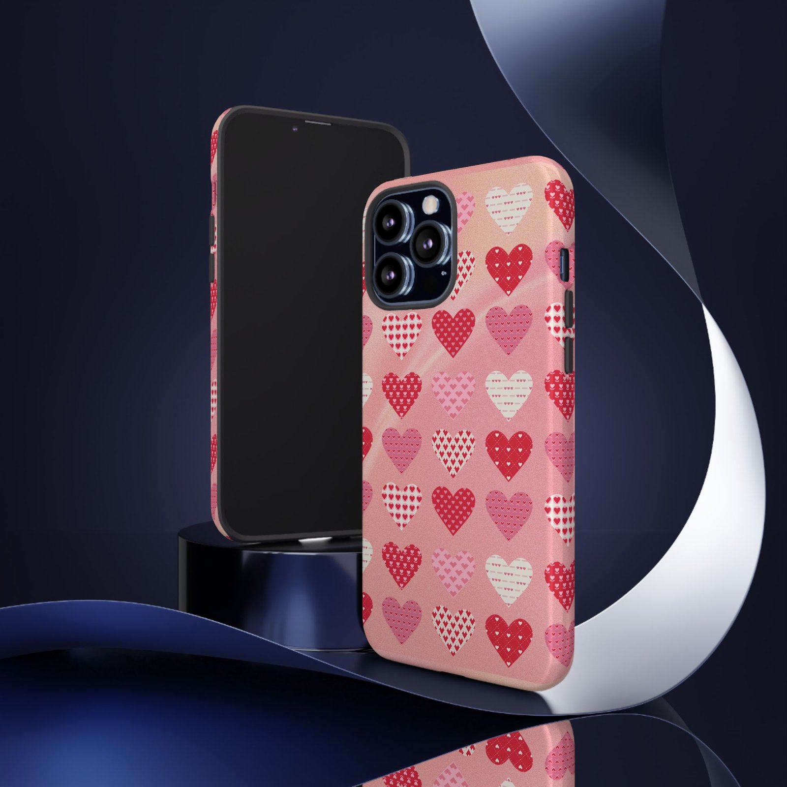 Pink Patterned Hearts phone case | Valentine Heart Phone Case - Image 22
