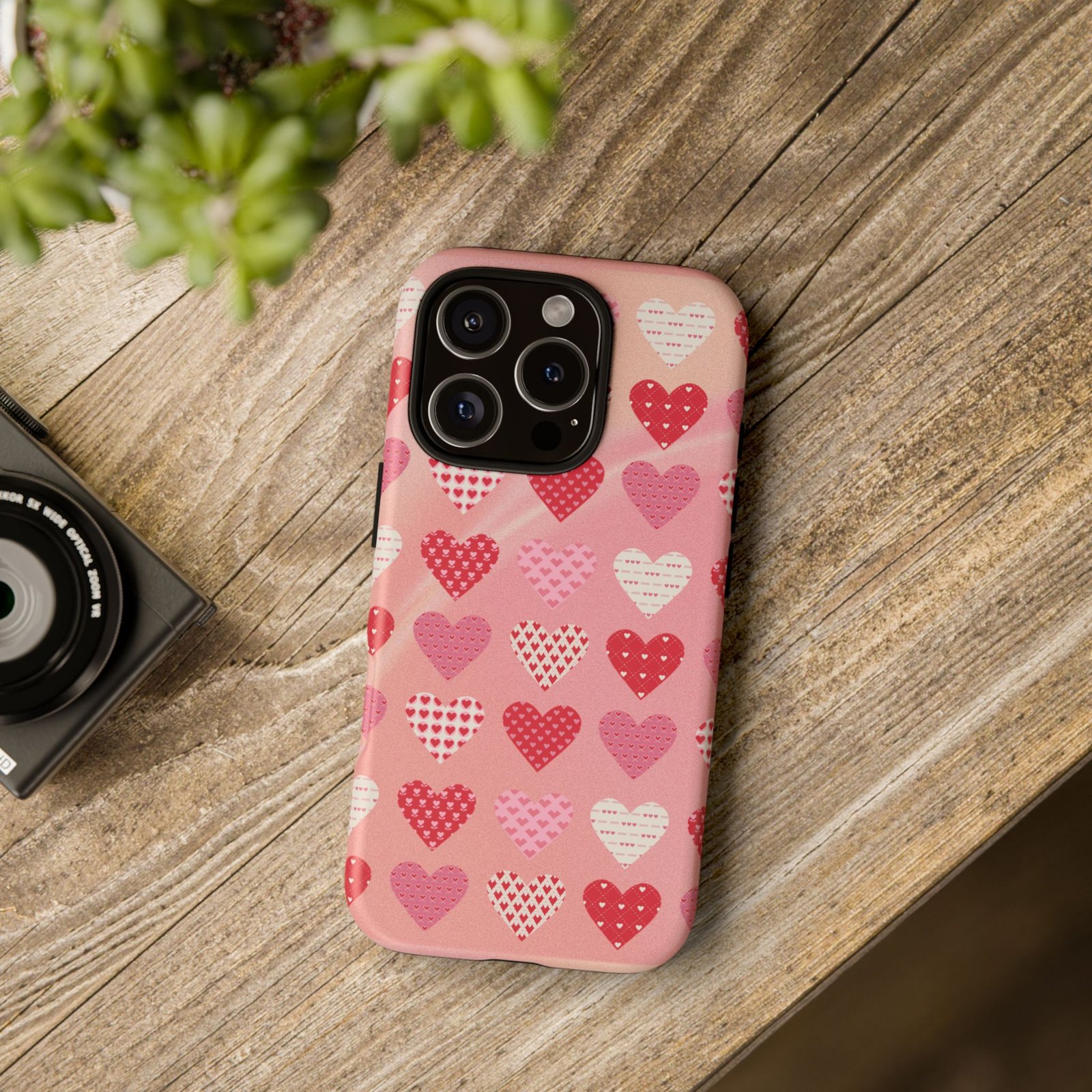 Pink Patterned Hearts phone case | Valentine Heart Phone Case - Image 212