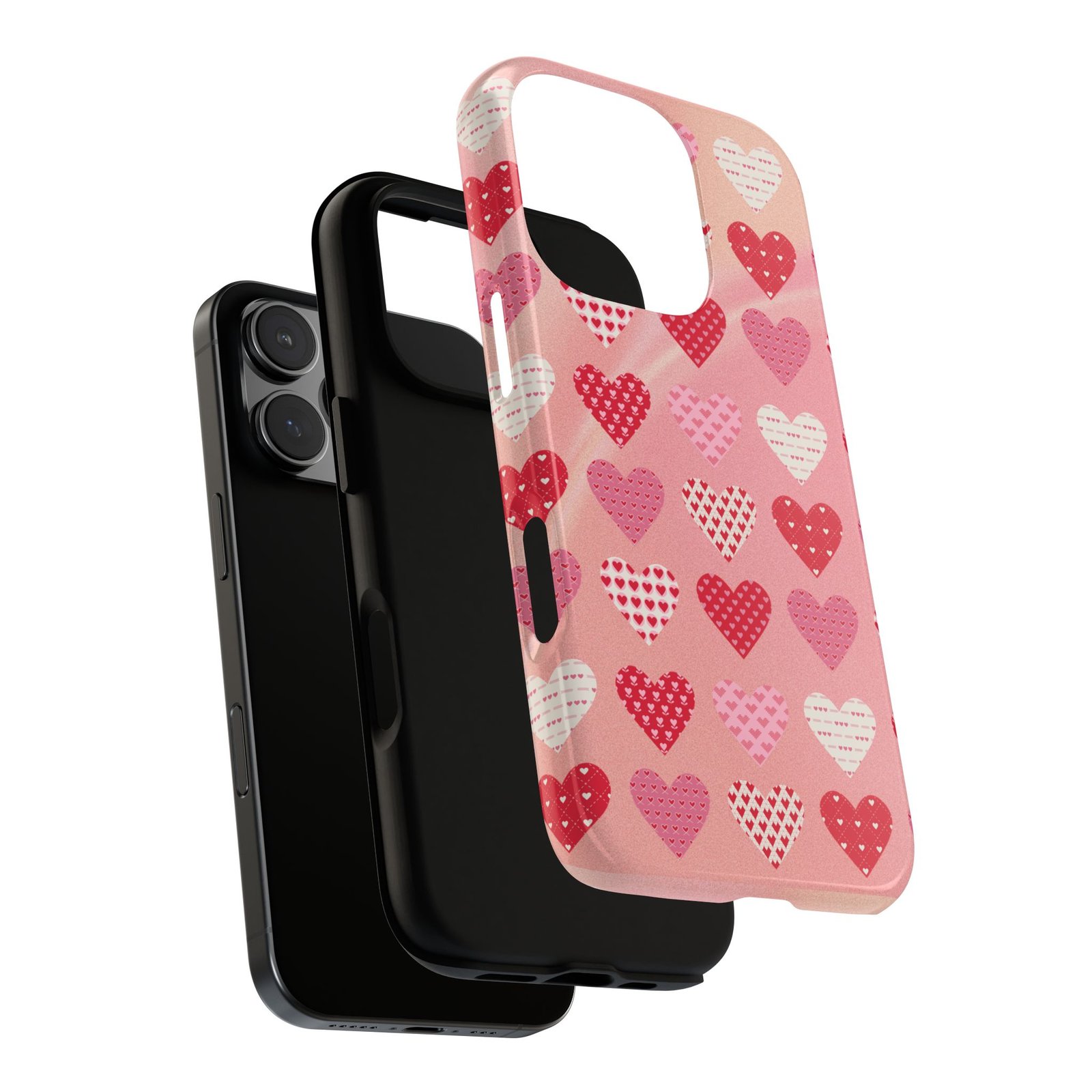 Pink Patterned Hearts phone case | Valentine Heart Phone Case - Image 207