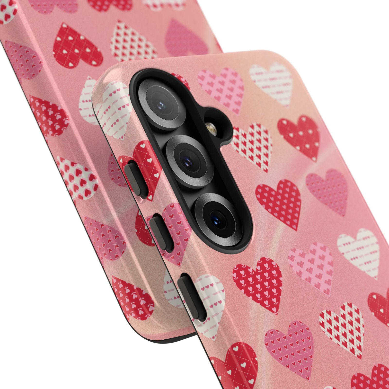 Pink Patterned Hearts phone case | Valentine Heart Phone Case - Image 246