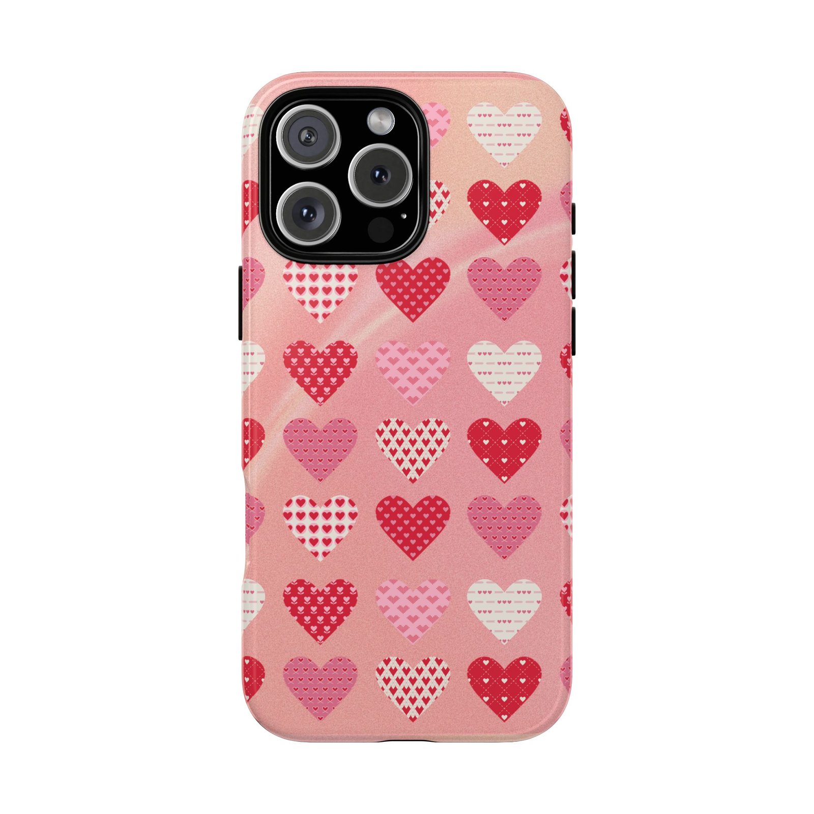 Pink Patterned Hearts phone case | Valentine Heart Phone Case - Image 213