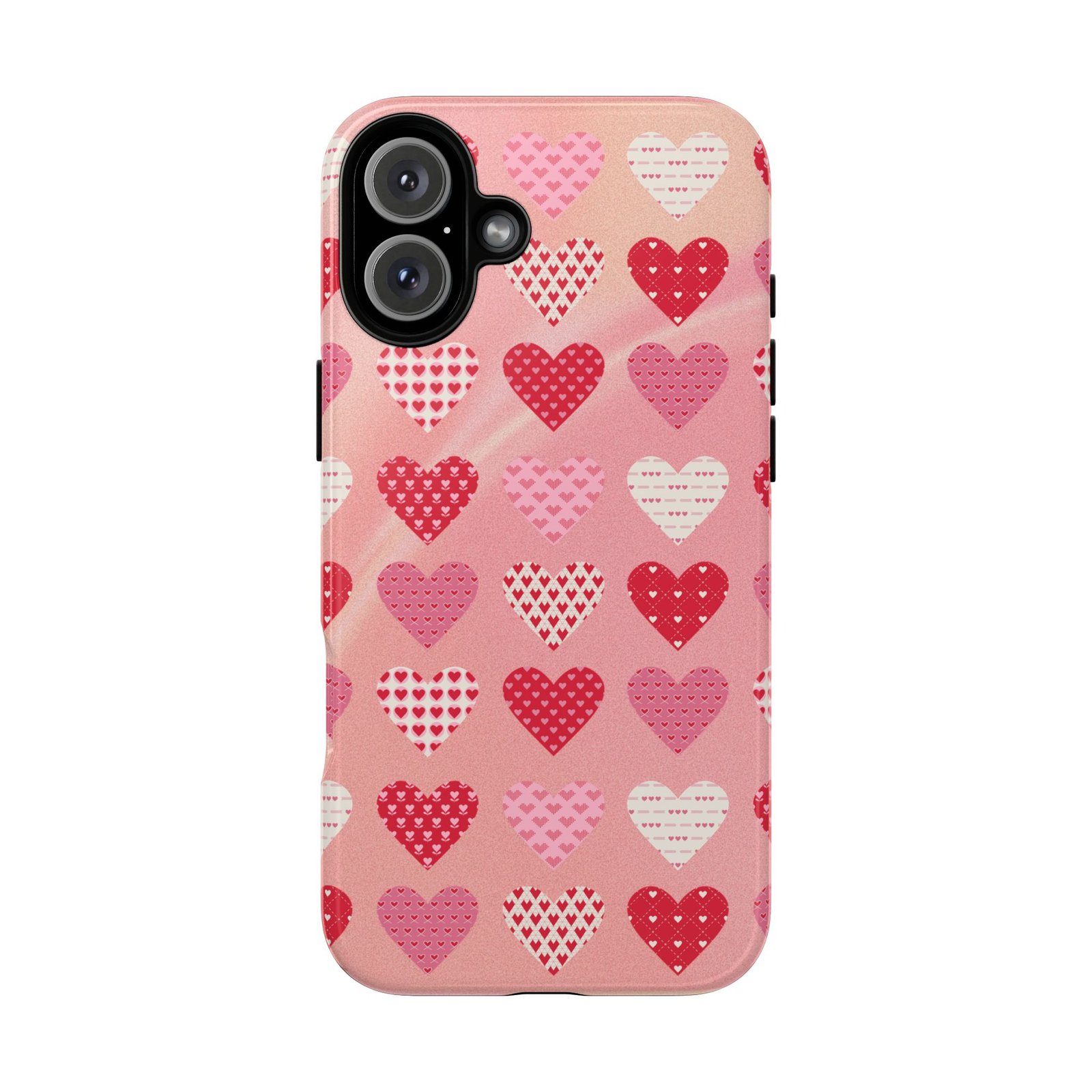 Pink Patterned Hearts phone case | Valentine Heart Phone Case - Image 197