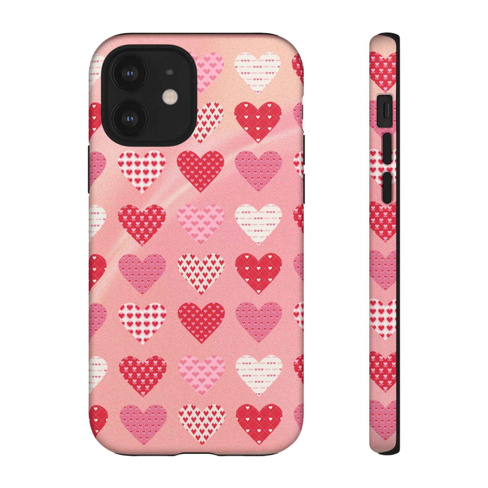 Pink Patterned Hearts phone case | Valentine Heart Phone Case - Image 4