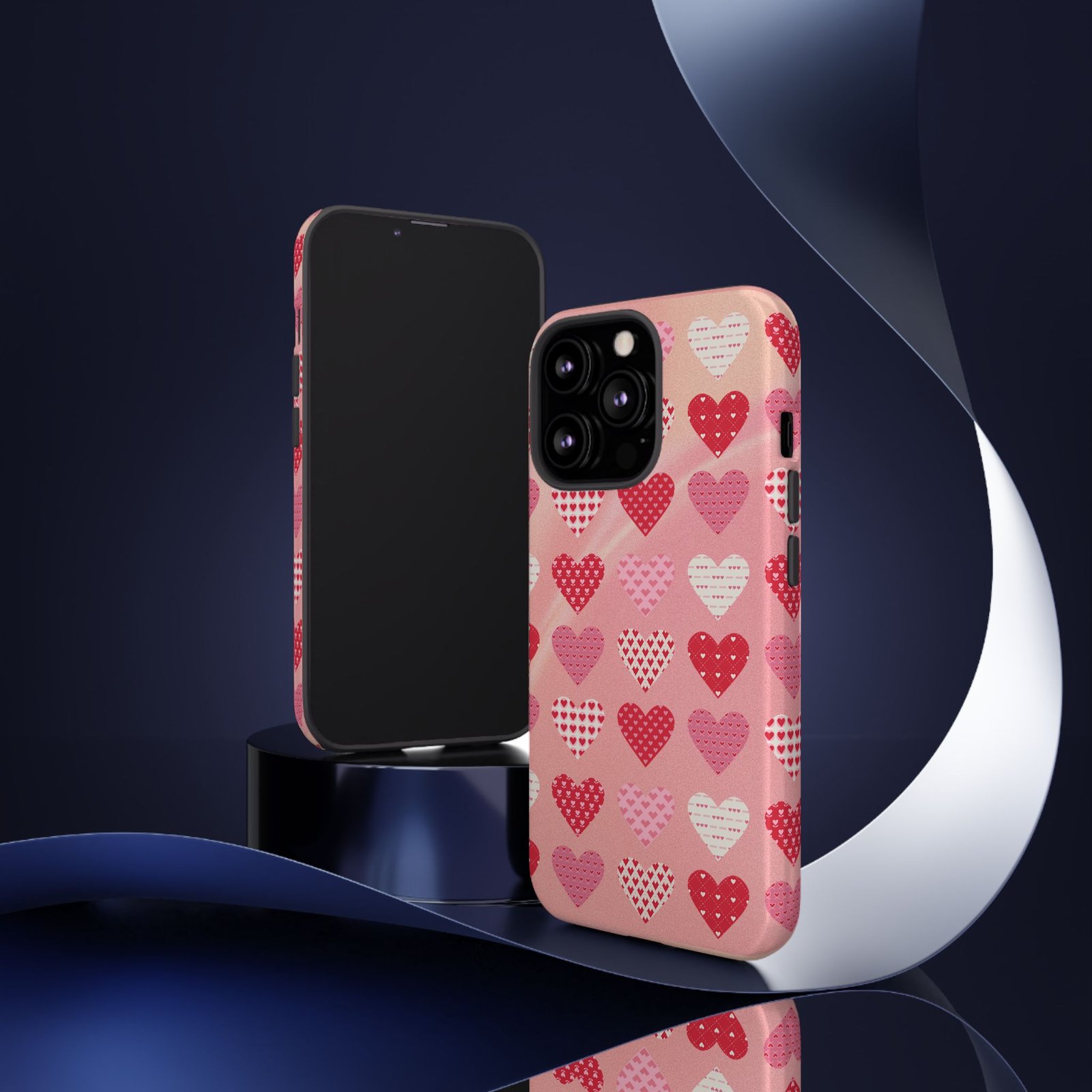 Pink Patterned Hearts phone case | Valentine Heart Phone Case - Image 18