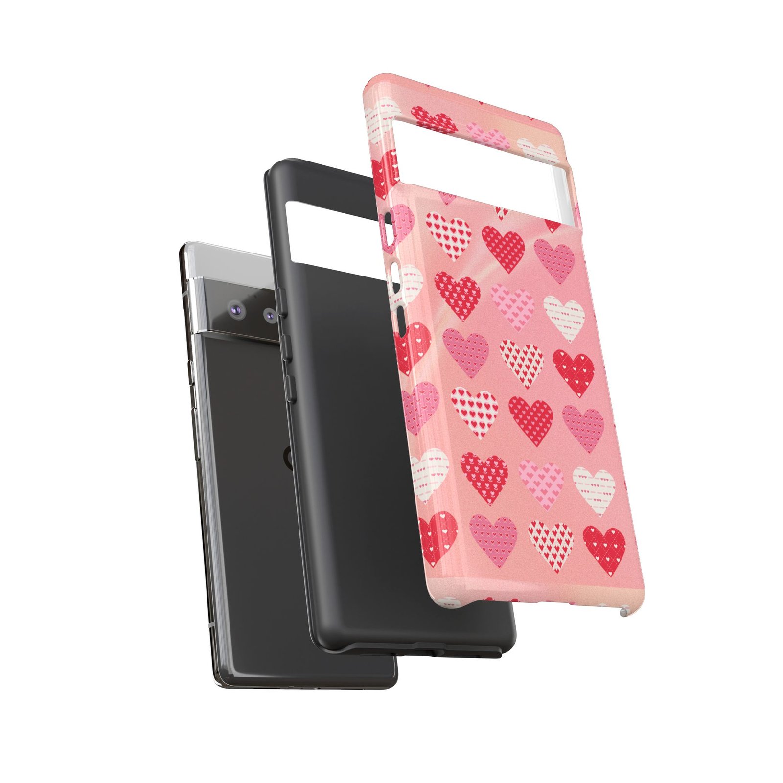 Pink Patterned Hearts phone case | Valentine Heart Phone Case - Image 119
