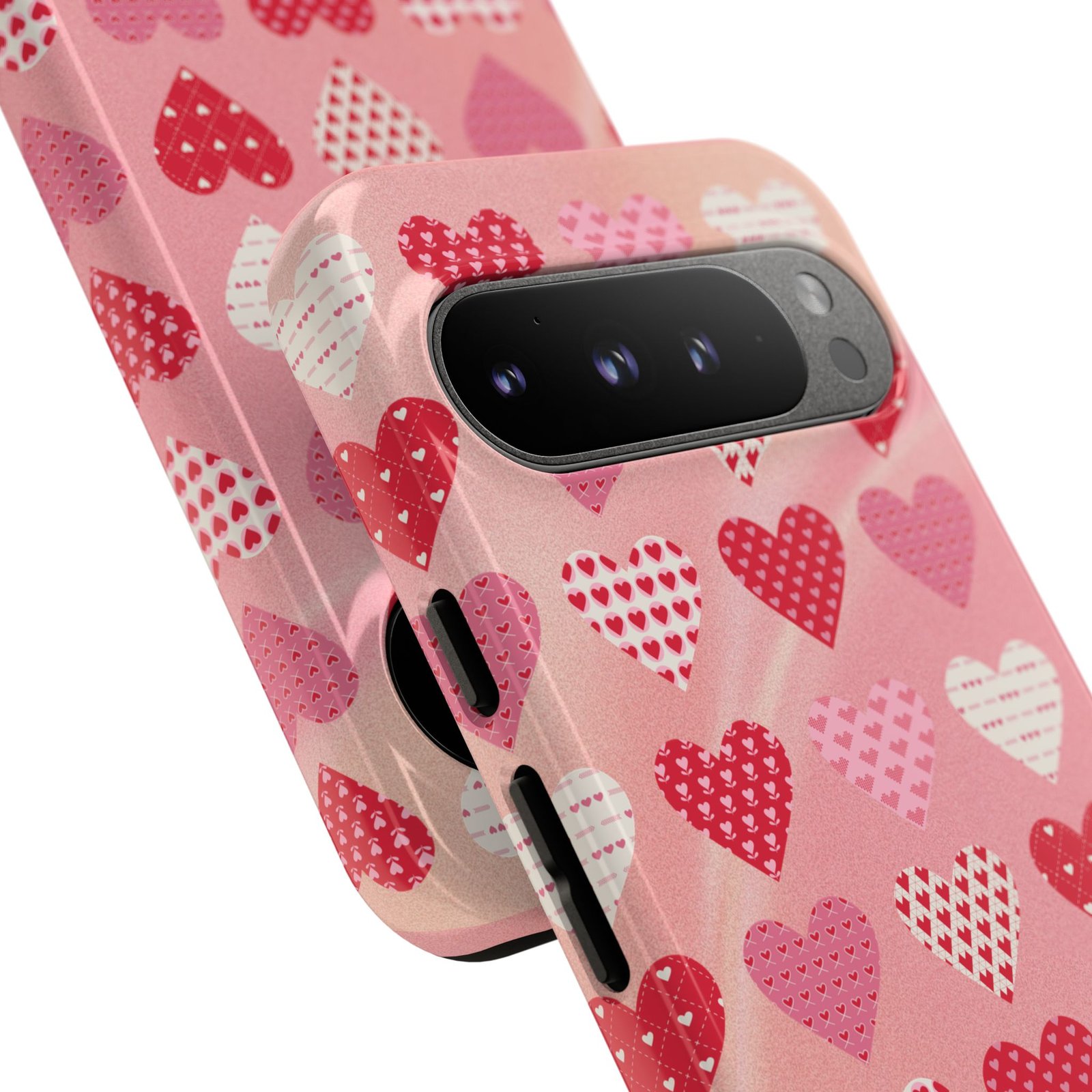 Pink Patterned Hearts phone case | Valentine Heart Phone Case - Image 234