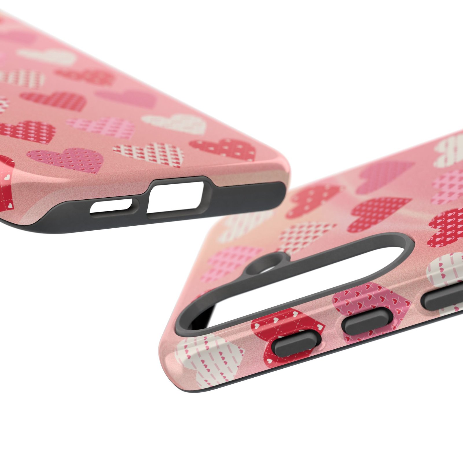 Pink Patterned Hearts phone case | Valentine Heart Phone Case - Image 247