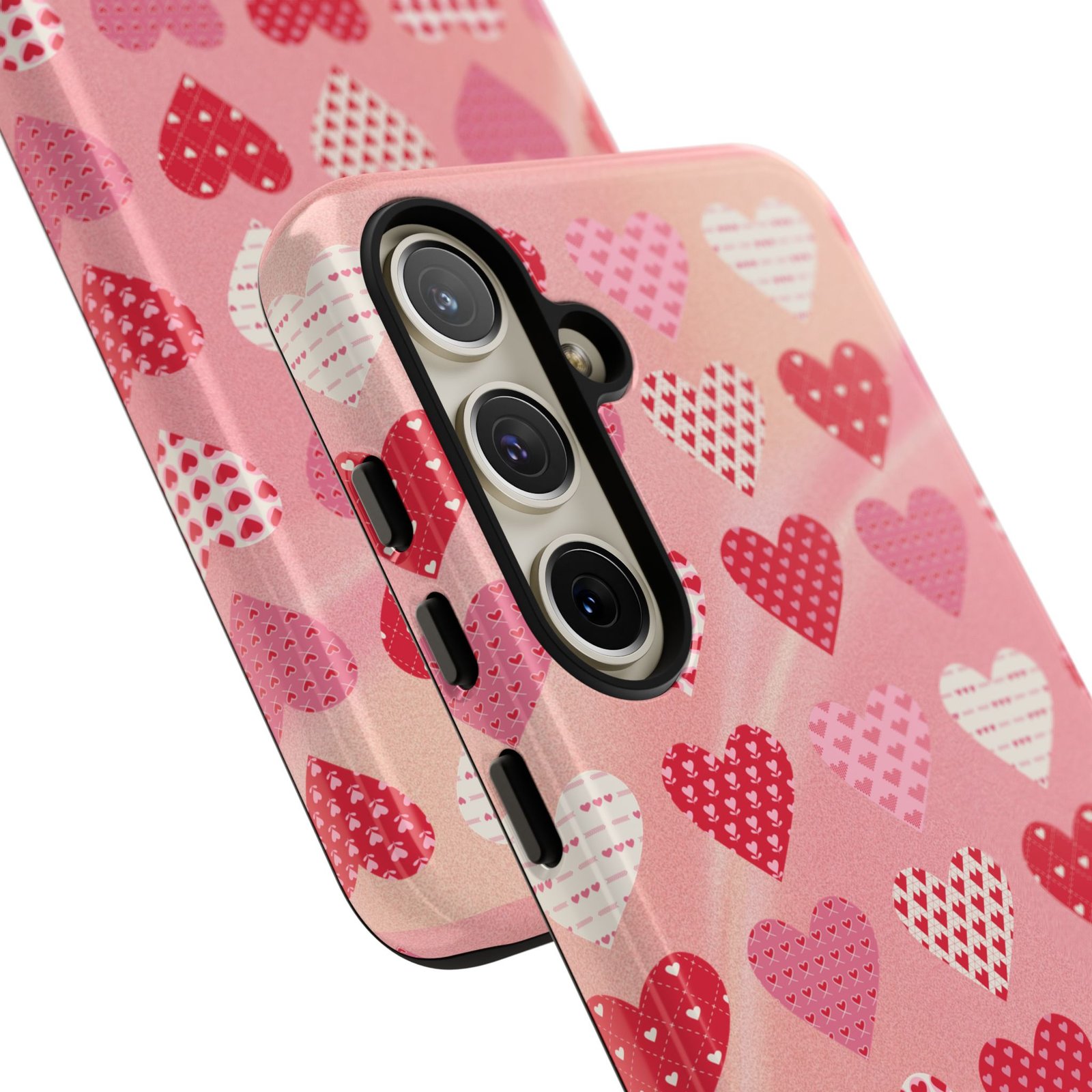 Pink Patterned Hearts phone case | Valentine Heart Phone Case - Image 158