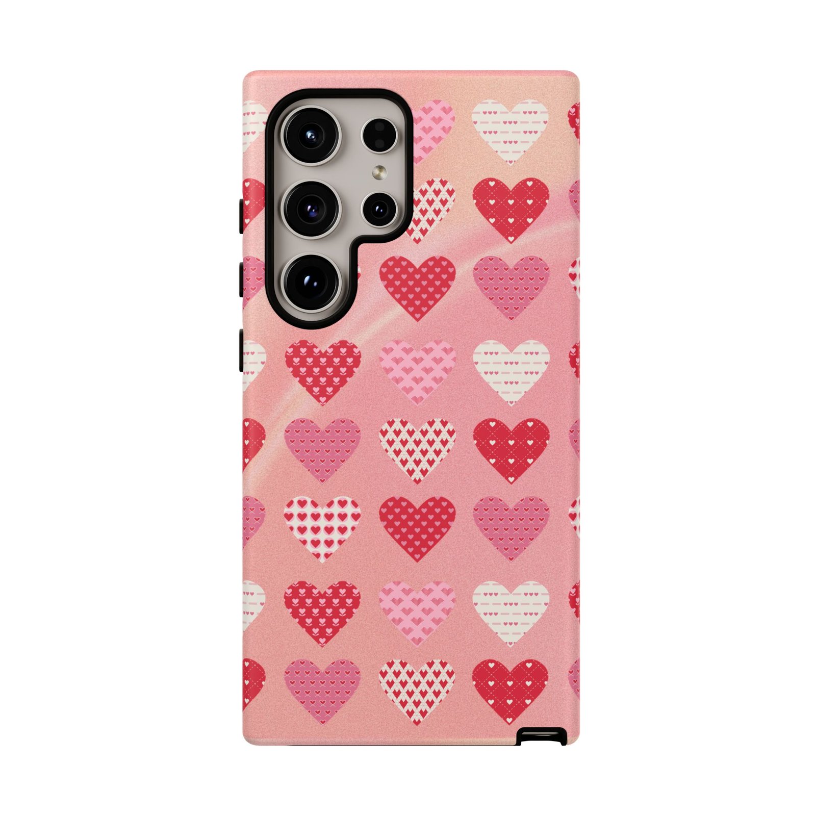 Pink Patterned Hearts phone case | Valentine Heart Phone Case - Image 169