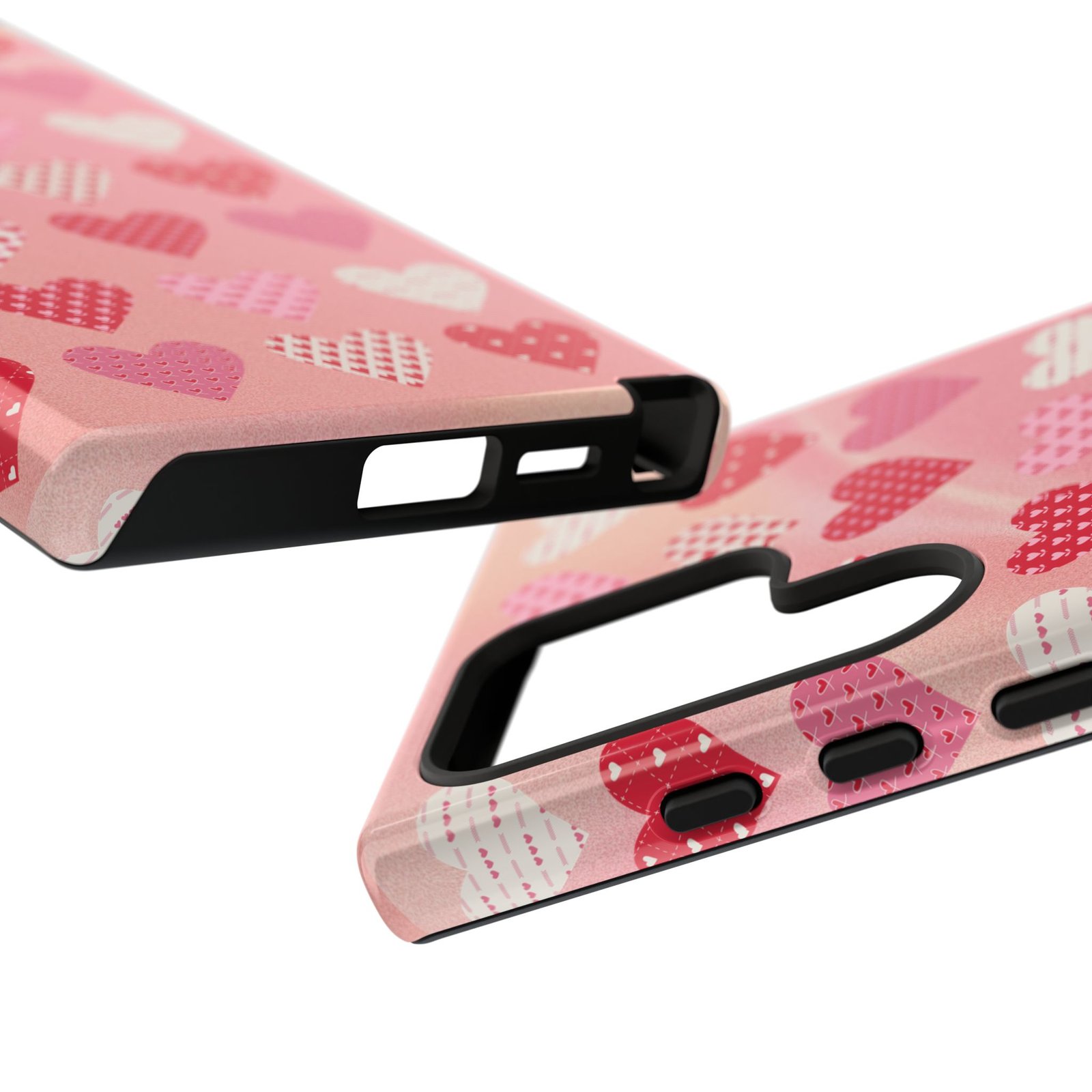 Pink Patterned Hearts phone case | Valentine Heart Phone Case - Image 167