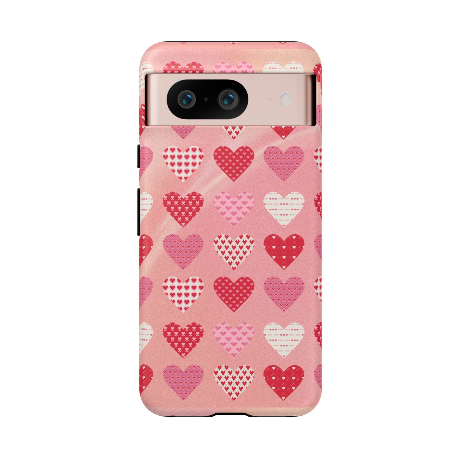 Pink Patterned Hearts phone case | Valentine Heart Phone Case - Image 185
