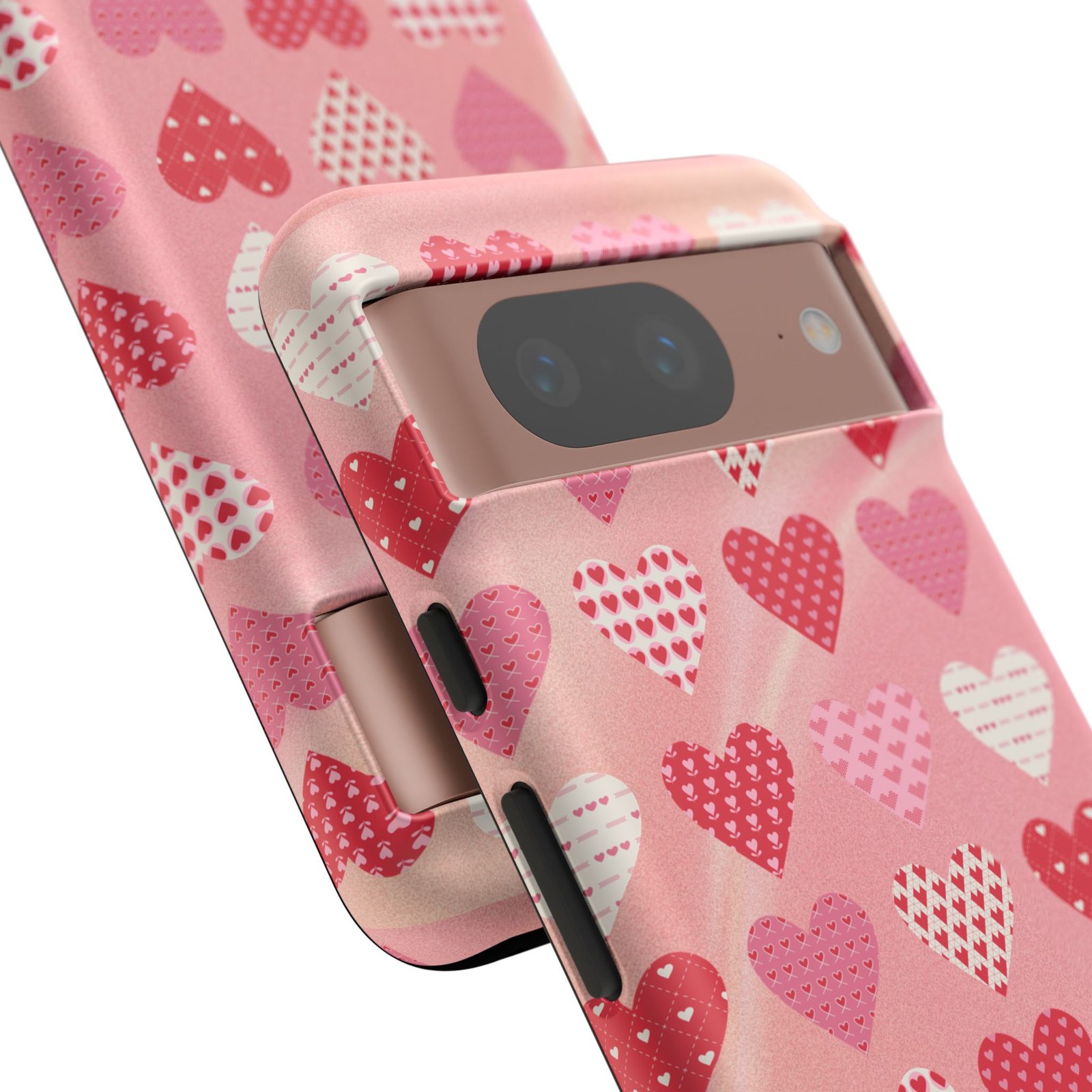 Pink Patterned Hearts phone case | Valentine Heart Phone Case - Image 186