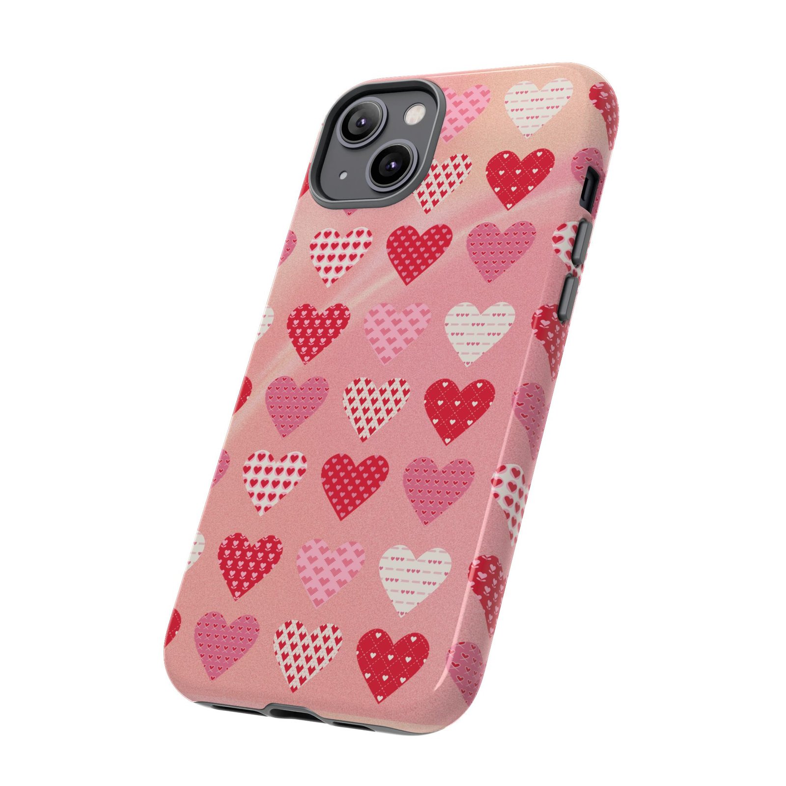 Pink Patterned Hearts phone case | Valentine Heart Phone Case - Image 70