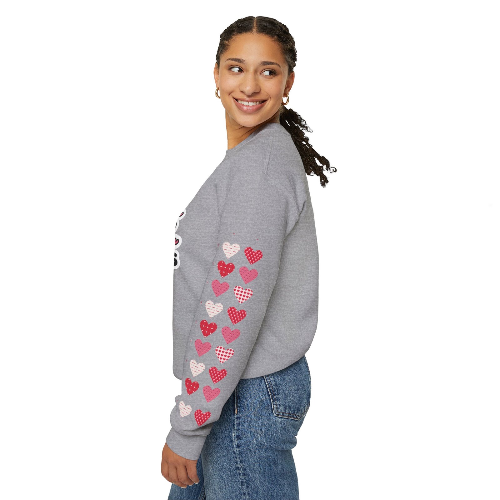 Cute Strong Heart Crewneck Sweatshirt — Kawaii Flexing Heart Graphic - Image 34
