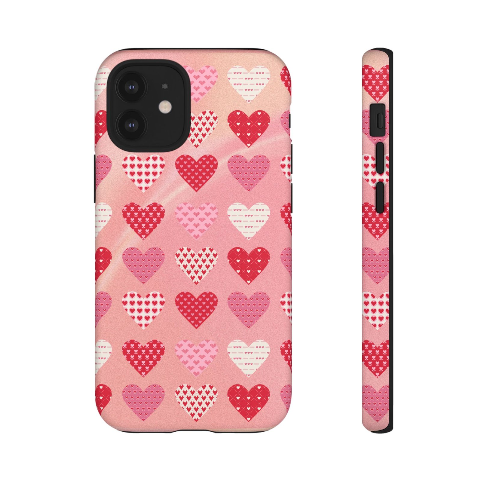 Pink Patterned Hearts phone case | Valentine Heart Phone Case - Image 2