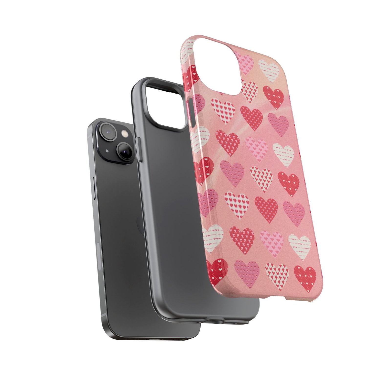 Pink Patterned Hearts phone case | Valentine Heart Phone Case - Image 71