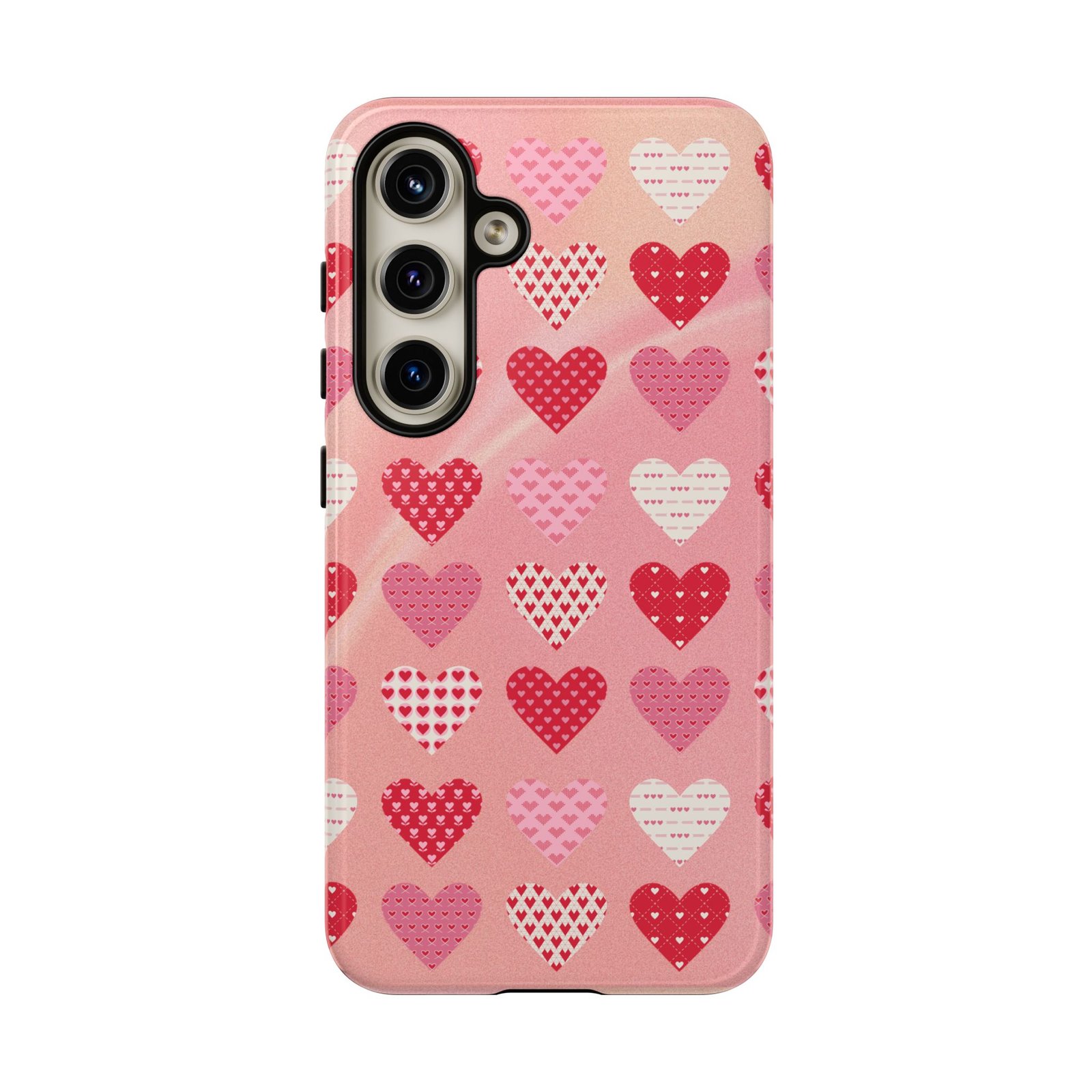 Pink Patterned Hearts phone case | Valentine Heart Phone Case - Image 149