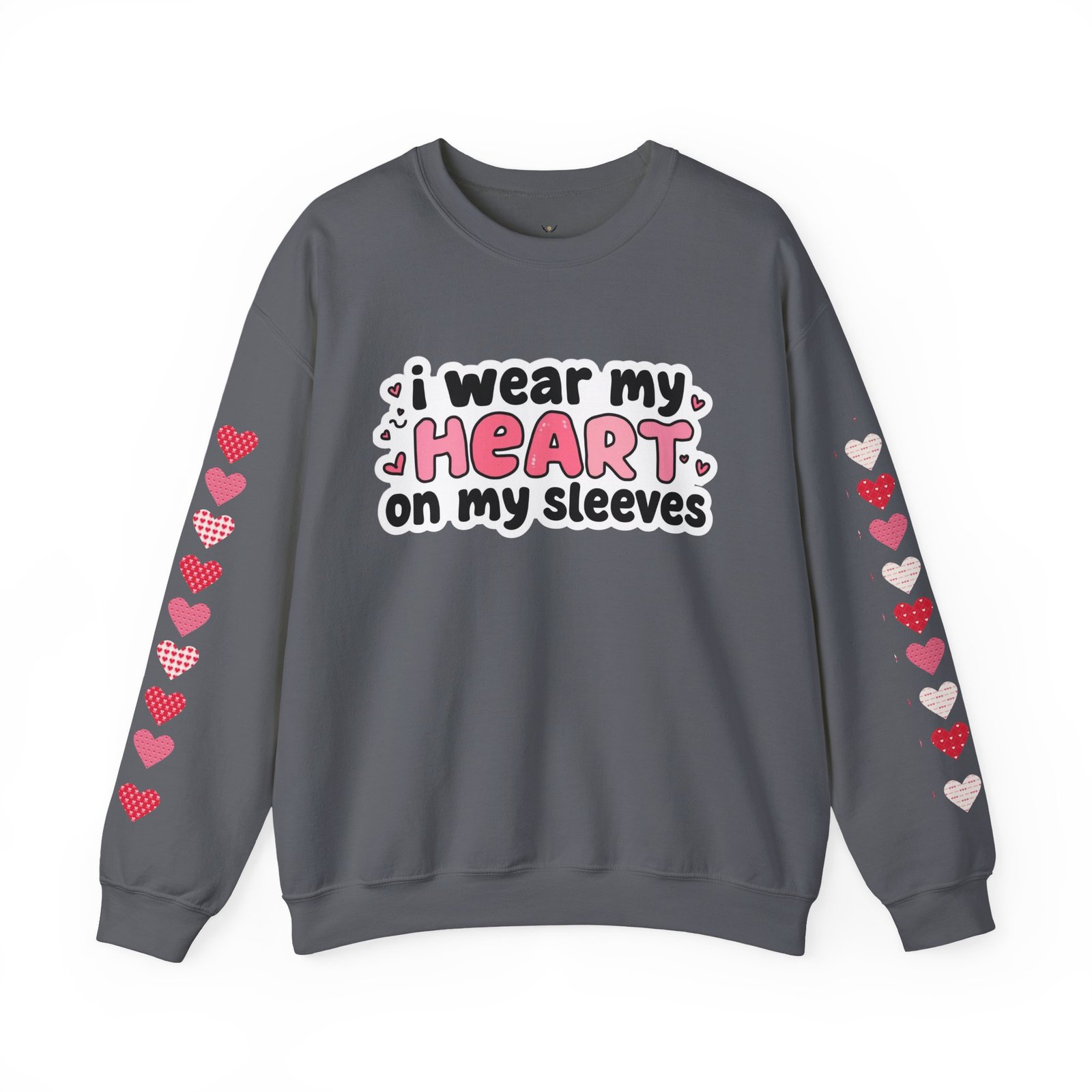 Cute Strong Heart Crewneck Sweatshirt — Kawaii Flexing Heart Graphic - Image 50