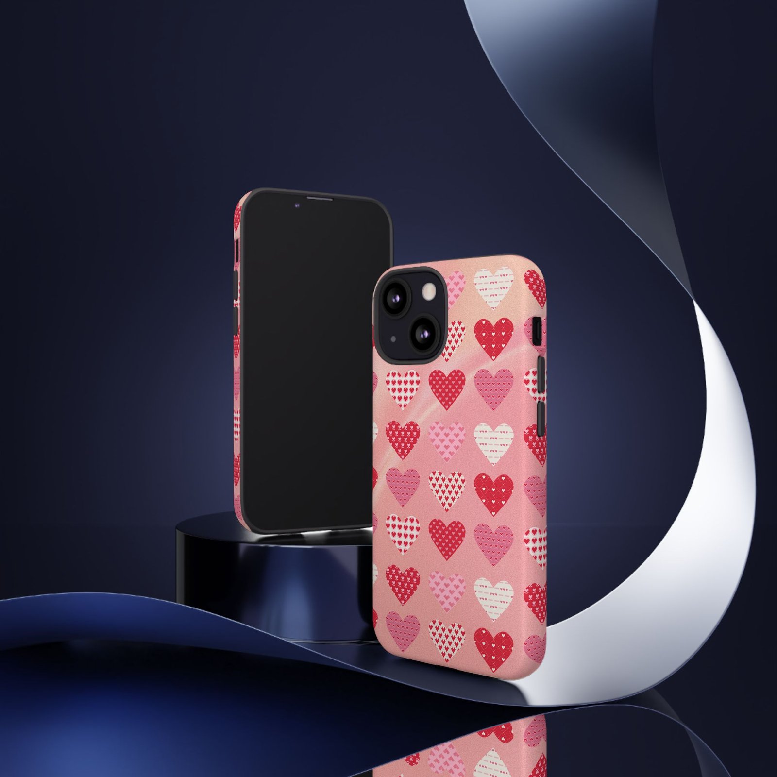 Pink Patterned Hearts phone case | Valentine Heart Phone Case - Image 16