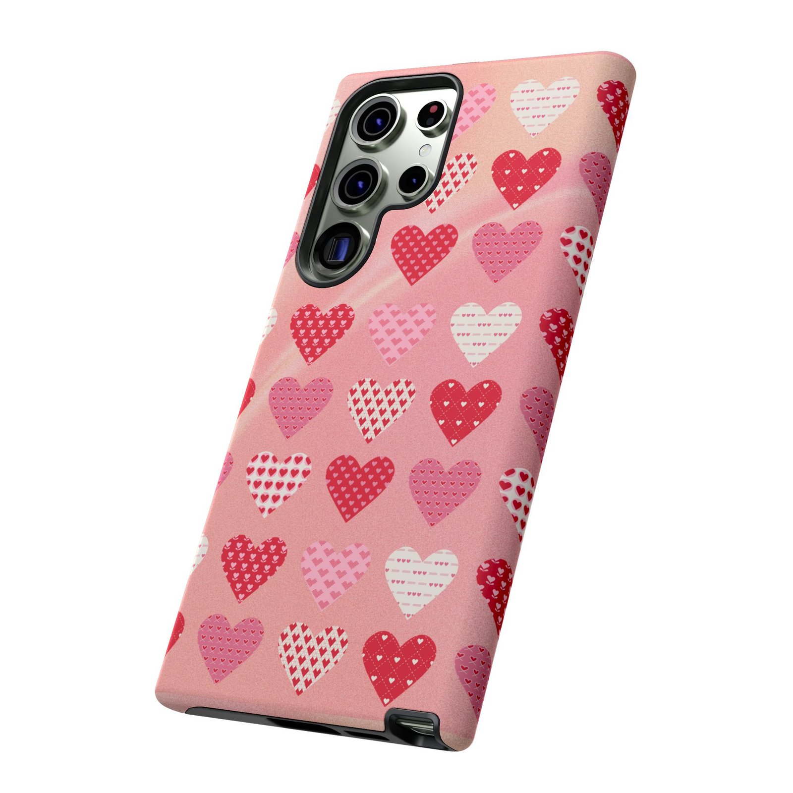 Pink Patterned Hearts phone case | Valentine Heart Phone Case - Image 106