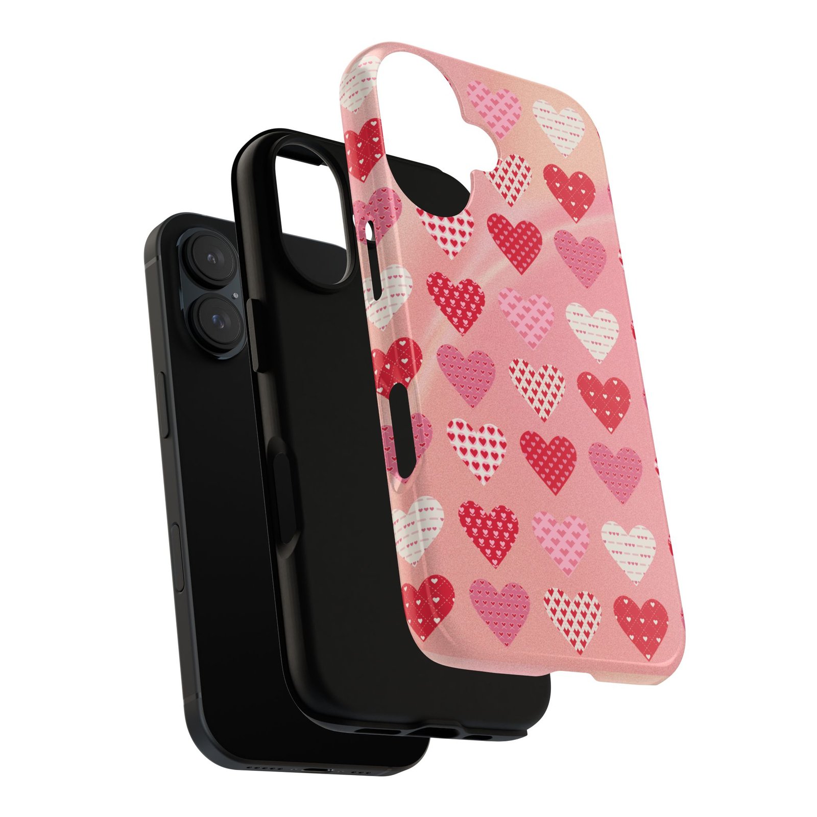 Pink Patterned Hearts phone case | Valentine Heart Phone Case - Image 191