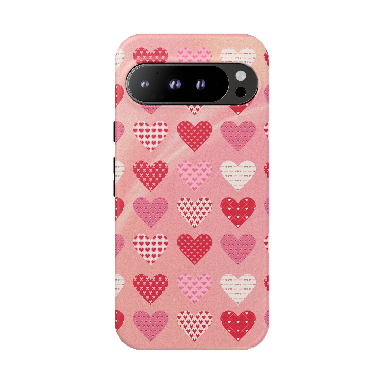 Pink Patterned Hearts phone case | Valentine Heart Phone Case - Image 236