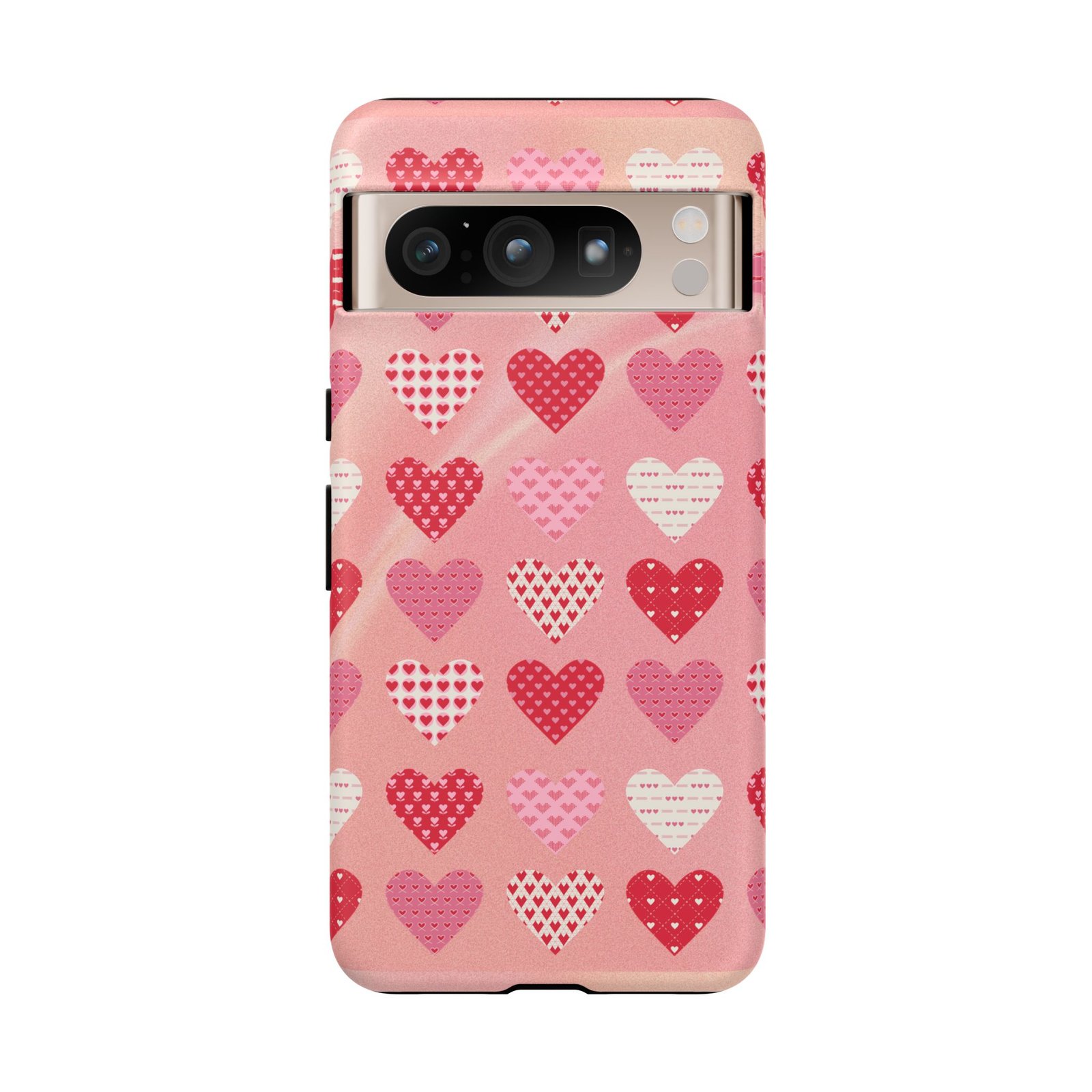Pink Patterned Hearts phone case | Valentine Heart Phone Case - Image 177
