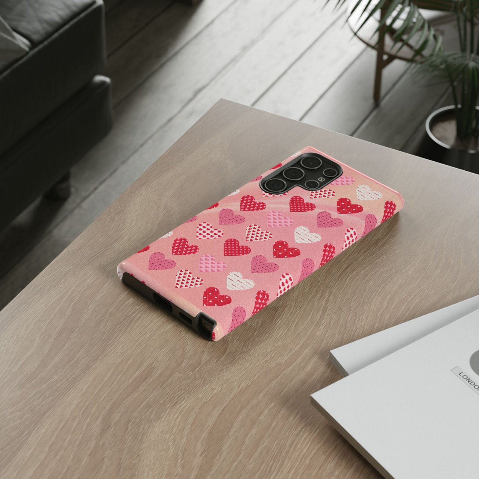 Pink Patterned Hearts phone case | Valentine Heart Phone Case - Image 50