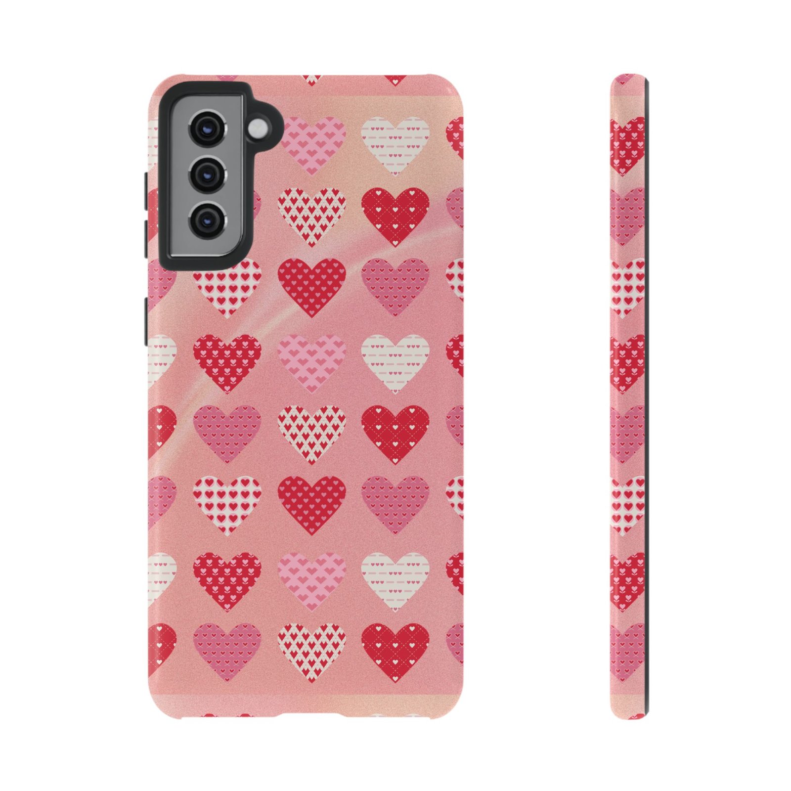 Pink Patterned Hearts phone case | Valentine Heart Phone Case - Image 29