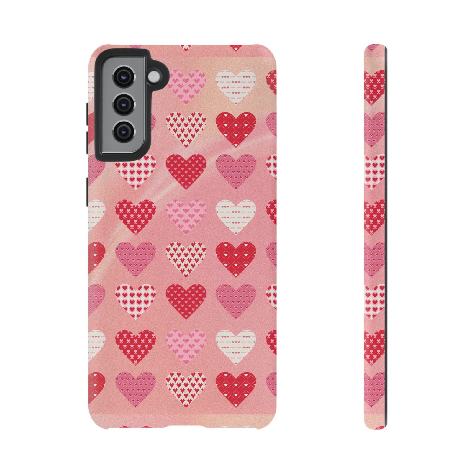 Pink Patterned Hearts phone case | Valentine Heart Phone Case - Image 31